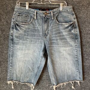 Tony Hawk‎ Denim Jean Shorts Frayed Hem Skate Casual Y2K Mens Size 33 Hawk Wolf